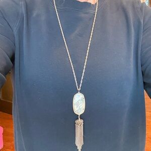 Kendra Scott Rayne Necklace, light gold with mother of pearl stone.